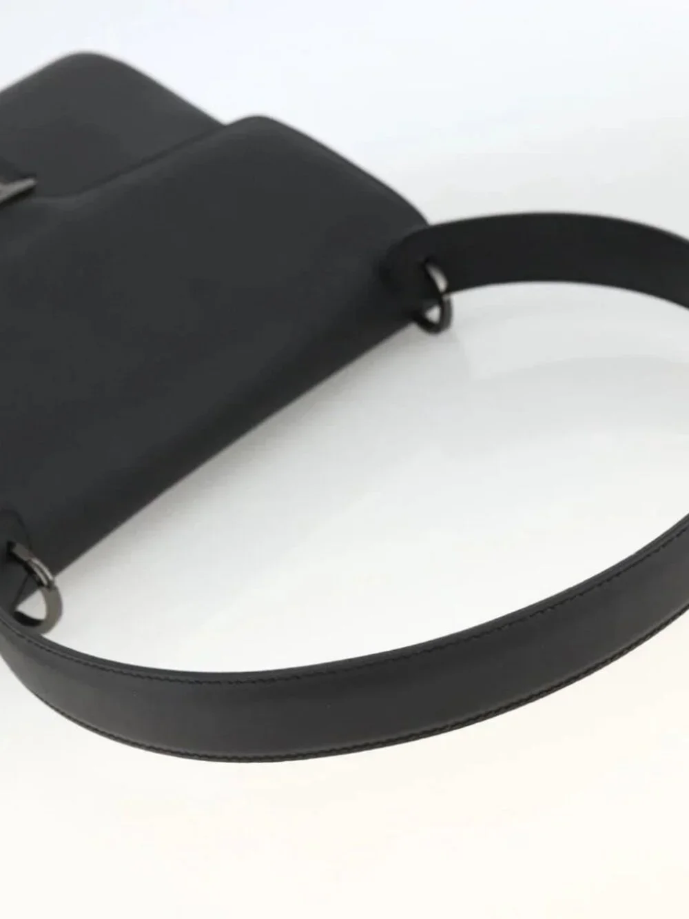 Salvatore Ferragamo Vala Shoulder Bag PVC Canvas Black Silver Auth gh1939